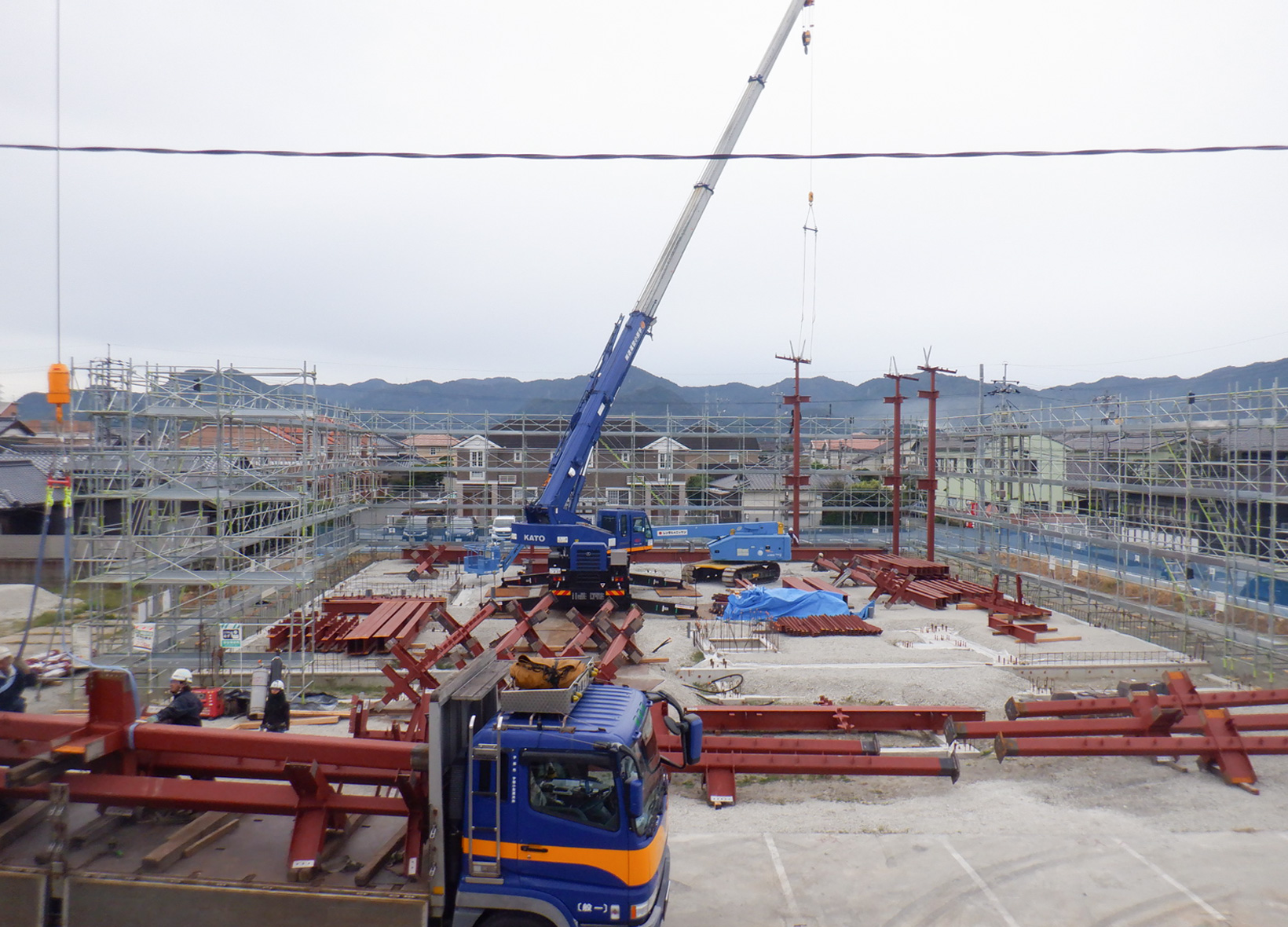 画像：鉄骨工事の全景